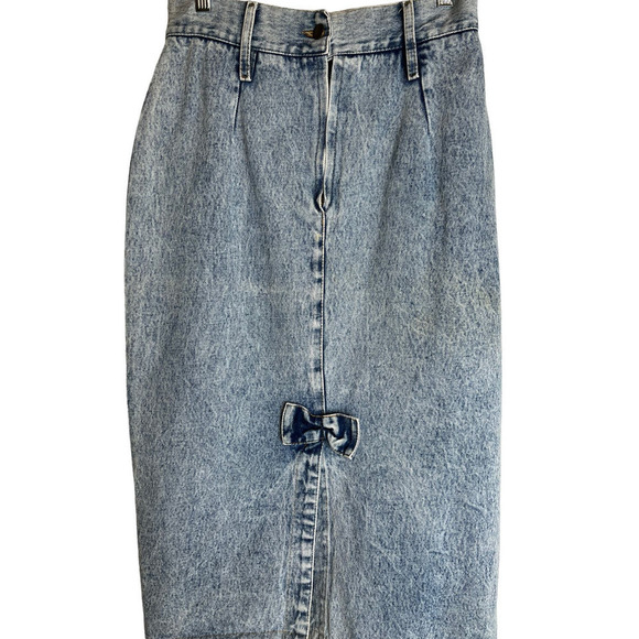 Vintage 1980's No Problem Stonewashed Denim Jean Size Women's 13/14 Skirt - Picture 2 of 7